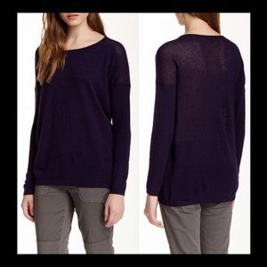 New Vince 100% cashmere boxy oversized perforated panel boatneck bateau sweater